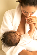 breastfeeding woman and baby